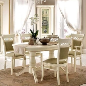 Стол обеденный овальный раздвижной Prama Palazzo Ducale 71BO56 слоновая кость с позолотой, 160+80 см., Италия