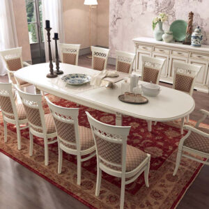 Prama 71BO58 — это овальный раздвижной обеденный стол из итальянской классической коллекции Palazzo Ducale Laccato от фабрики Prama-Bakokko