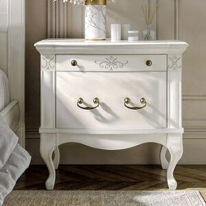 Тумба прикроватная на ножках Toledo PT887 шпон цвет белый, Россия